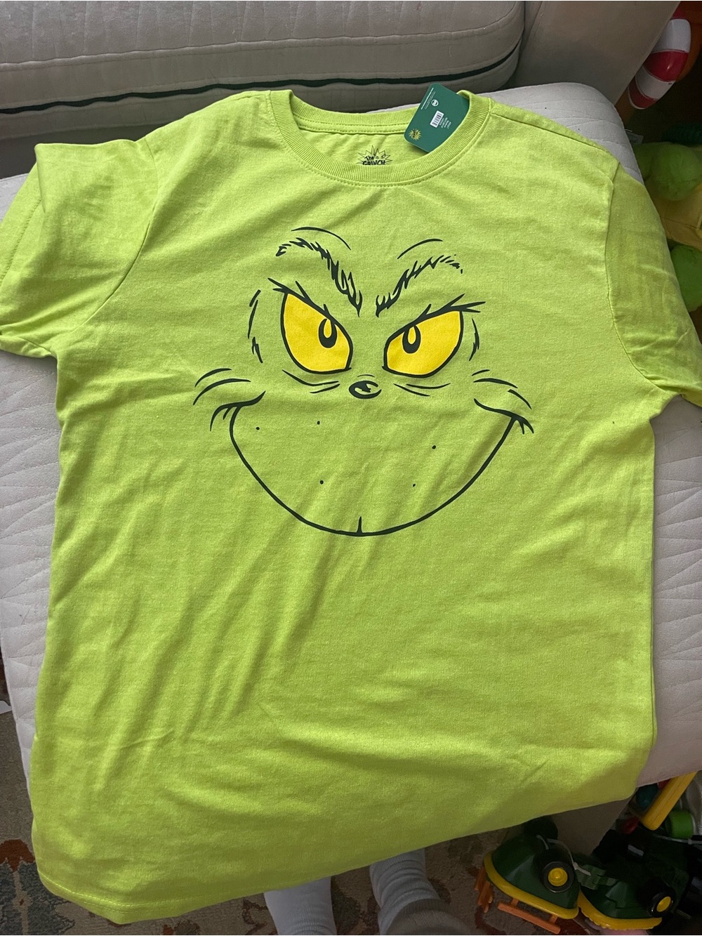 Dr. Seuss Grinch Face Lime Green Short Sleeve Tee